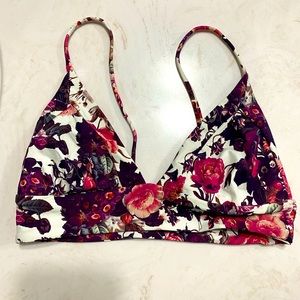 Boys + Arrows Floral Bikini Top, Size Small